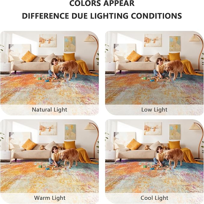 5x7 Area Rugs, Abstract Modern Ultra Soft Washable Rug, Non Slip Carpet with Rubber Back Stain Resistance Rugs for Living Room, Bedroom, Dining Room Decor(Starlight)