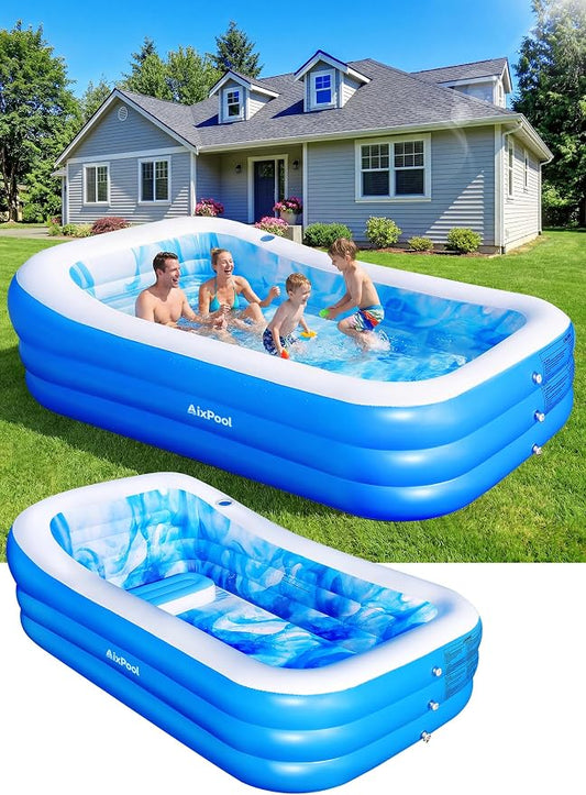 Inflatable Pool with Seat & Headrest,Large Blow Up Pool98x63x21.6IN | Oversized Thickened Blow Up Pool for Audlt,Inflatable Backyard Audlt Pool,Durable Swim Center Inflatable Family Lounge Pool