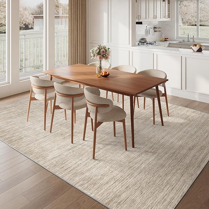 Valenrug 6x9 Area Rugs Non Slip, Large Washable Rugs for Living Room, Brown | Soft Low Pile, Thin & Lighweight Carpet, Folable Stain Resistant Modern Indoor Floor Mat for Bedroom, Dining Room, Home Decor
