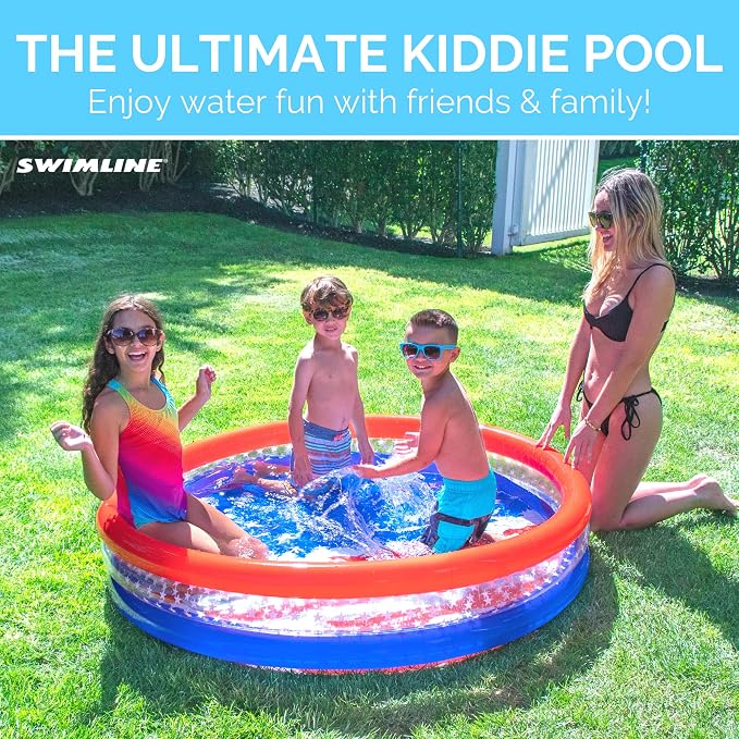 SWIMLINE | Backyard Water Toy | 60" | 3-Ring Kiddie Pool | Americana | Use it indoors or out as a wading pool, ball pit, or sand pit; 60 x 12 in; red, white, and blue print