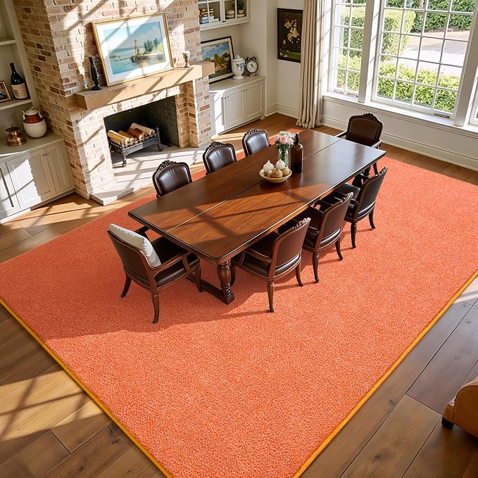 Keeko 6x9 Area Rugs for Living Room,Soft Washable Memory Foam Bedroom Rug | Indoor Throw Rug Low Pile Minimalist Non Slip Carpet for Kids Nursery Classroom Dorm Room Home Decor Orange and White