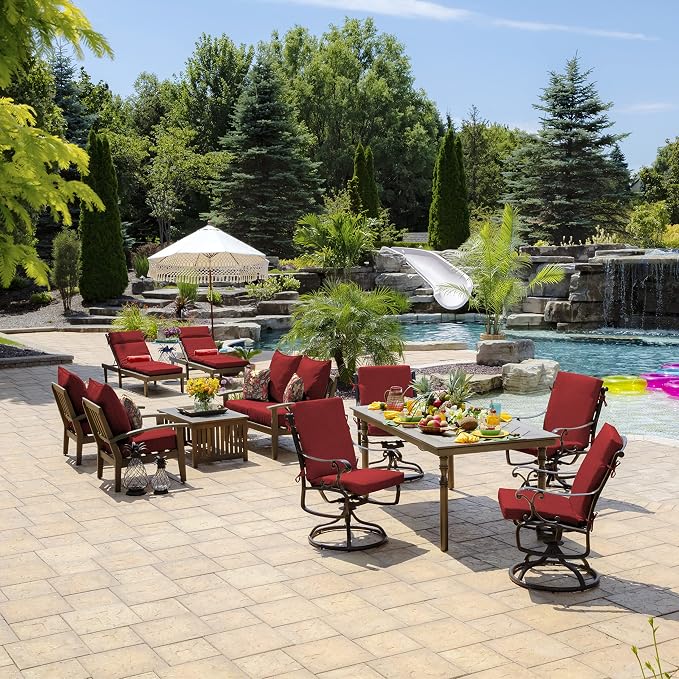 Arden 4-Pack Outdoor Patio Dining Chair Cushion, 20 x 44, Rain-Proof Seat Pad, Fade-Resistant Outdoor Cushion Ruby Red Leala