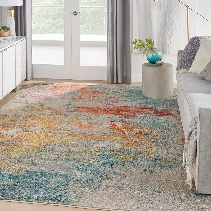 Nourison Home Celestial Sealife 7'10" x 10'6" Area Rug - Easy Clean, Non Shedding, Bed Room, Living Room, Dining Room, Kitchen (8' x 11')
