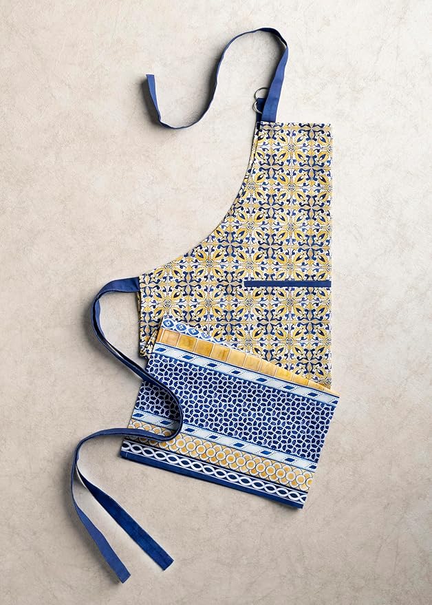 Maison d' Hermine Aprons for women with Pocket 100% Cotton (27.50"x31.50") | Adjustable Neck Strap & long ties Apron Men Chef Wedding Cooking Gardening Server Maid