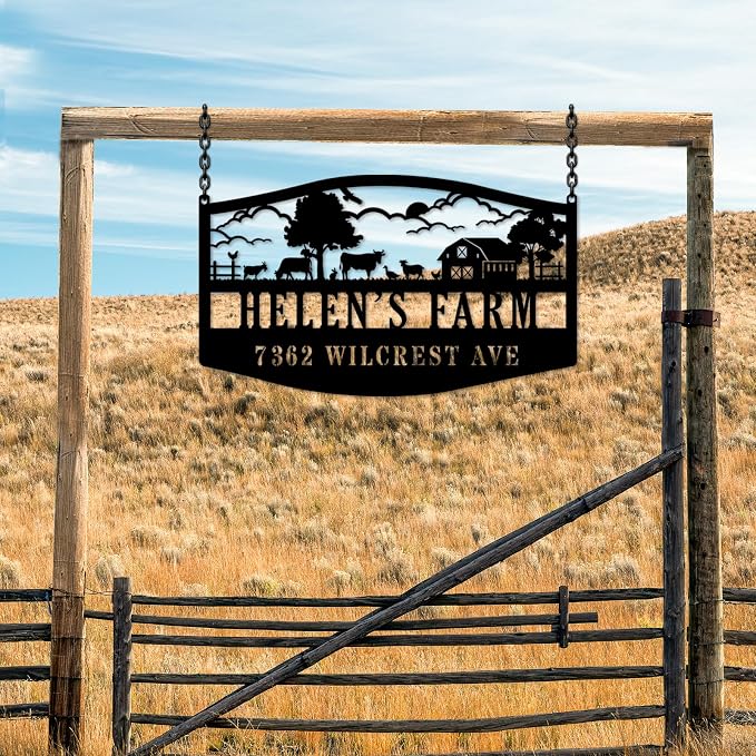 Personalized Metal Farm Sign, Personalized Outdoor Ranch Name Sign, Family Name Sign, Custom Large Outdoor Metal Sign, Metal Hanging Farm Signs, Farmhouse Decor