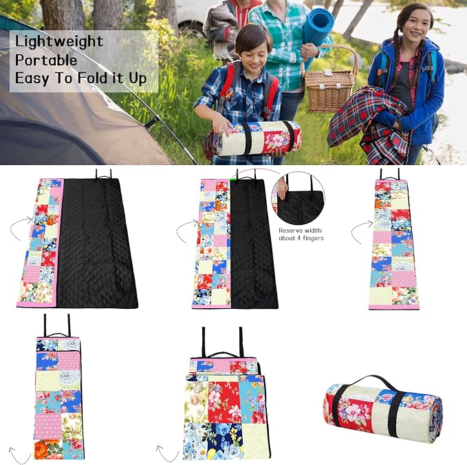 Picnic Blankets Beach Blanket 80" X 80" Extra Large Waterproof Camping Blankets Portable Outdoor Mat 3-Layer Blanket for Beach, Hiking, Park, Music Festival, Grass Lawn,Travel