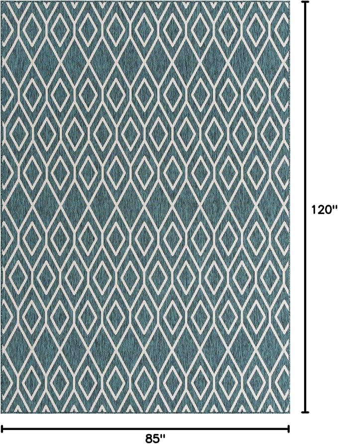Jill Zarin Outdoor Collection Area Rug - Turks and Caicos (7' 1" x 10' Rectangle Teal/Ivory)