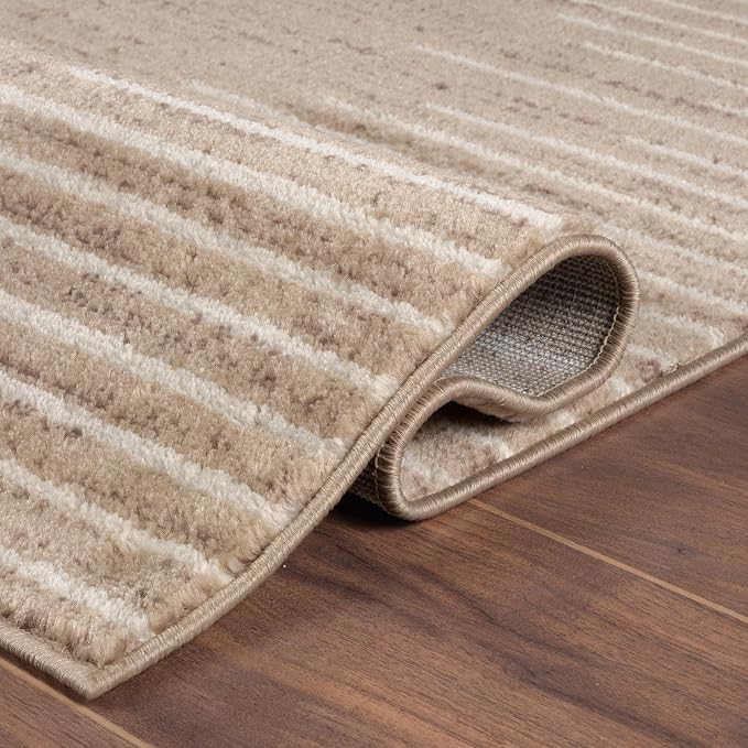 Rugshop Bohemian Stripe Stain Resistant Runner Rug Beige 2' x 7' | High Traffic, Rectangular, Size 2' x 7', Living Room, Bedroom, Dining Room, Home Office, Kitchen, Entryway, Hallway, Nursery