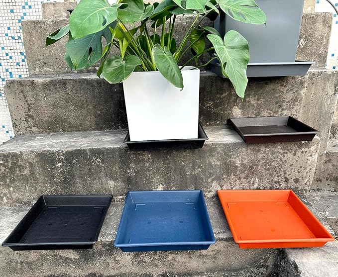 NIMYAU Square Plant Saucer 6 Inch 5 Pack6 8 12 14 16 18 20 Plant Trays for Pots, Flower Pot No Holes Plant Drip Trays,Heavy Duty Plastic Plant Saucers for Indoors Outdoors