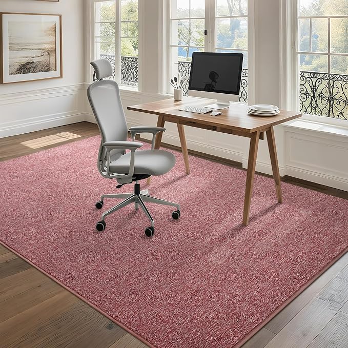6x9 Dark Red Area Rug | Washable Memory Foam, Low Pile Non Slip Indoor Carpet for Living Room Bedroom Office Classroom College Dorm Room Home Decor
