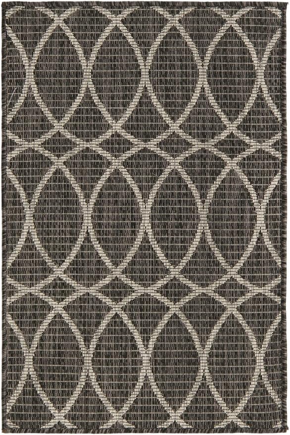 Unique Loom Outdoor Trellis Collection Area Rug - Gitter (2' x 3' 1" Rectangle, Charcoal/ Ivory)