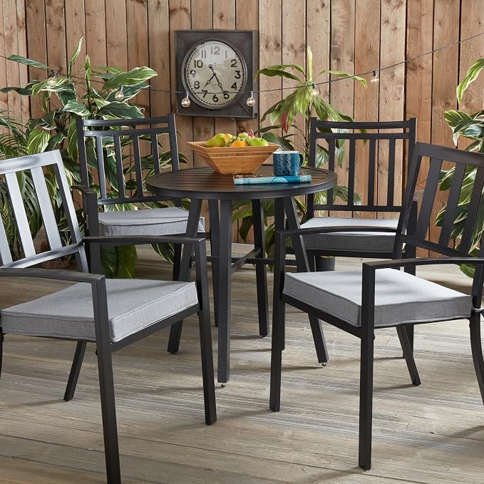 Indoor/Outdoor Chair Pads in Sunbrella Fabric – 17''x17'' Patio Seat Cushions with Foam Insert, Removable Reversible Cover & Ties for Patio Dining Chairs – Set of 2 or 4, Cast Slate