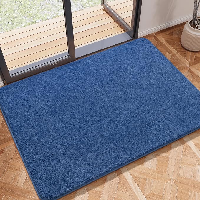 Amearea Modern Washable Runner Rugs, 2x3 Feet Blue Bedroom Runner Rug | Small Area Rugs for Bedroom Living Room, Non Slip Memory Foam Rug for Entrance Entryway Kids Boys Girls Room Laundry Room