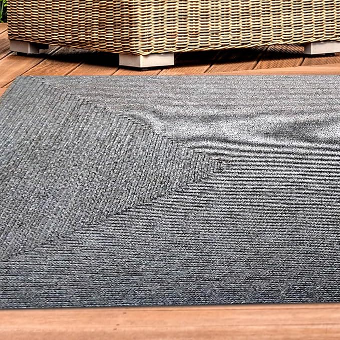 Superior Indoor/ Outdoor Large Area Rug, Reversible Braided Home Floor Decor for Living Room, Kitchen, Entryway, Patio, Front Porch, Deck, Modern, Boho, Farmhouse Style, 5' x 8', Slate