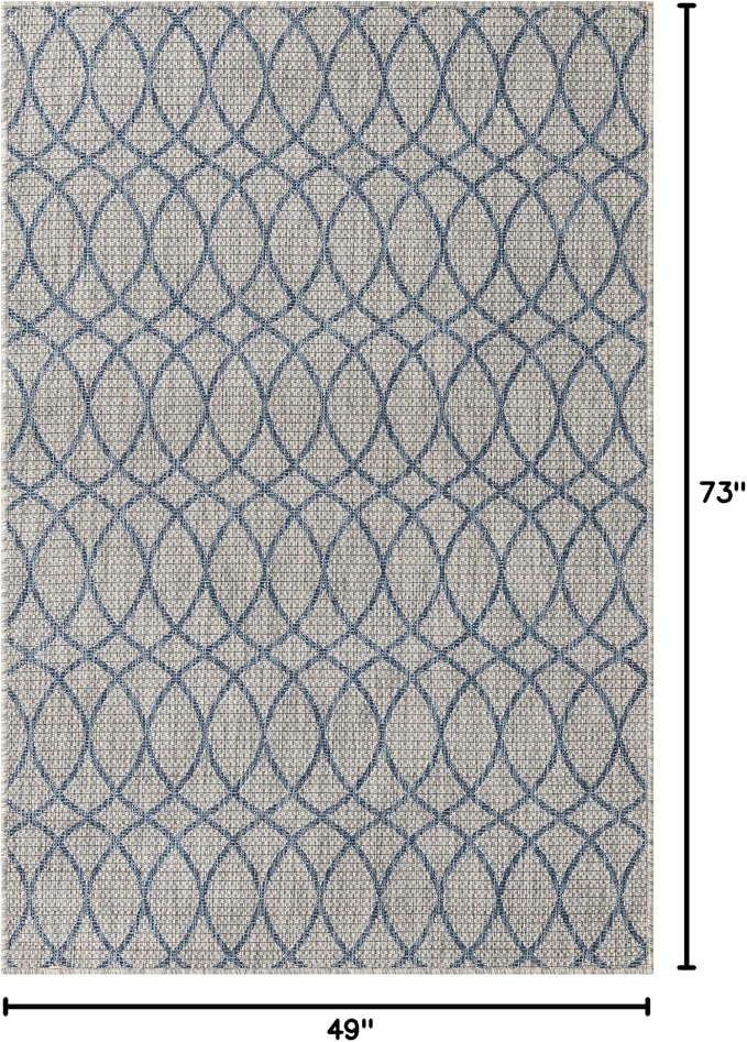Unique Loom Outdoor Trellis Collection Area Rug - Gitter (4' 1" x 6' 1" Rectangle, Gray Blue)