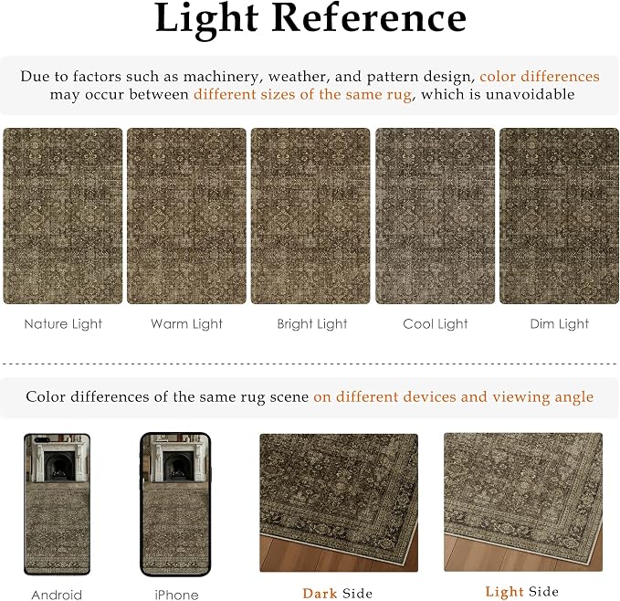 2x5 Taupe Brown Vintage Runner Rug | Washable, Non Slip, Soft Low Pile, Distressed Farmhouse, for Hallway Kitchen Laundry Bathroom Bedroom Living Room Home Decor