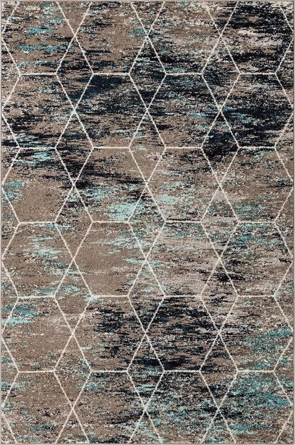 Unique Loom Trellis Frieze Collection Area Rug - Geometric (6' x 9', Blue Multi/ Ivory)
