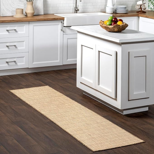Nuloom Outdoor Performance Collection Nakia Brown/Ivory, 2' x 8', Soft and Cozy, High Traffic, Stain Resistant, Easy Clean, Durable Runner for Indoor/Outdoor Patio, Deck, Porch, Garden, Courtyard
