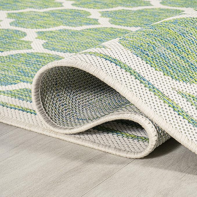 JONATHAN Y Moroccan Trellis Indoor Outdoor Area Rug 4X6 Cream/Green, Trebol Textured Weave for Backyard, Patio, Porch, Easy-Cleaning, High Traffic, Pet-Friendly, Non-Shedding (SMB109I-4)
