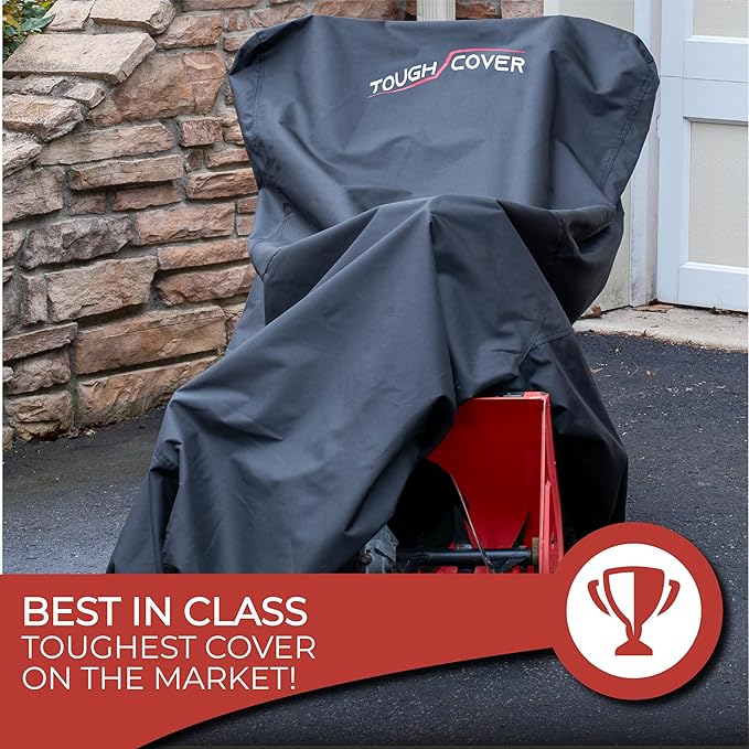 Tough Cover 600D Snow Blower Cover - Standard, Xtreme Black, Heavy Duty Waterproof Protection for Gas Snow Blowers, Oversized Dust Cover & UV Protection, Universal Fit for Plow Machine & Lawn Mower