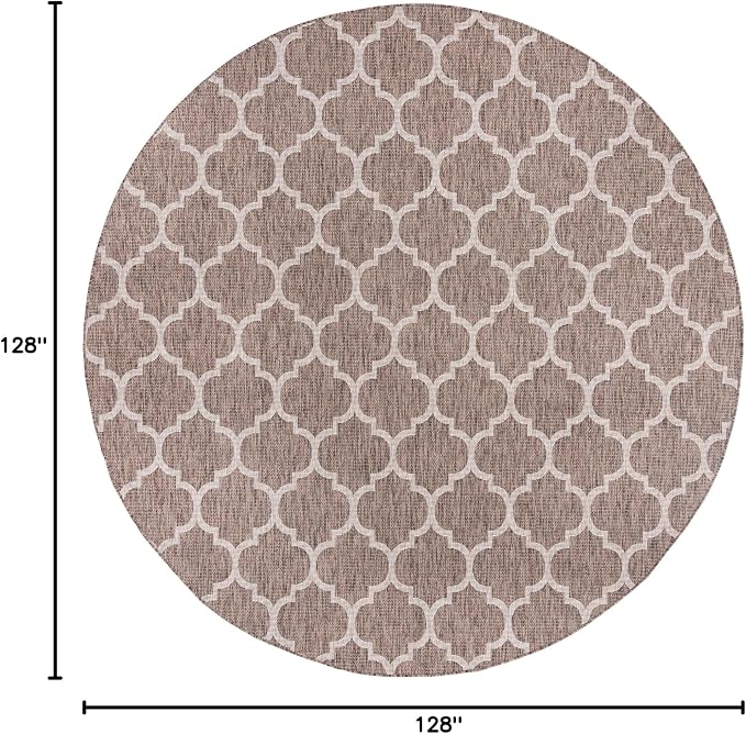 Unique Loom Outdoor Trellis Collection Area Rug - Trellis (Round 10' 8" x 10' 8", Brown/ Ivory)