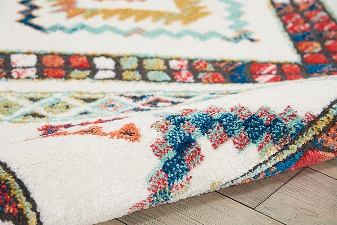 Nourison Home Tribal Decor White 5'3" x 7'6" Area Rug - Easy Clean, Non Shedding, Bed Room, Living Room, Dining Room, Kitchen (5' x 8')