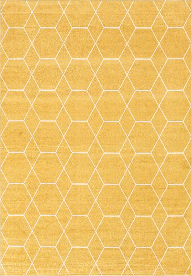 Unique Loom Trellis Frieze Collection Area Rug - Geometric (10' x 14' 1", Yellow/ Ivory)