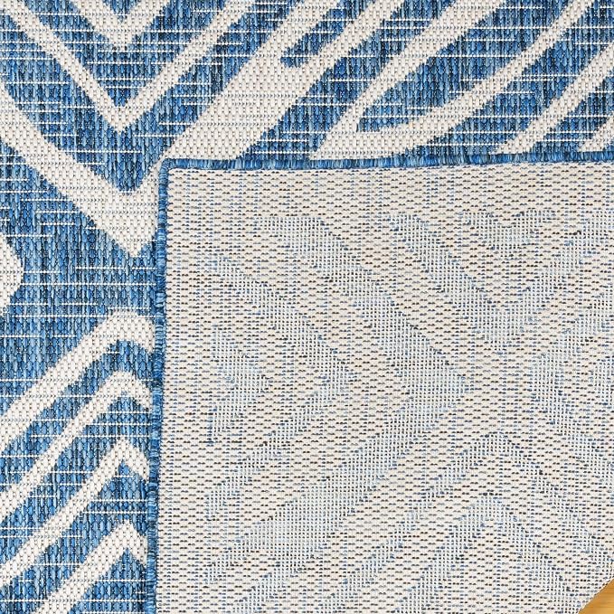 Gertmenian Indoor Outdoor Area Rug, Classic Flatweave, Moroccan Collection II, Stain & UV Resistant Carpet, Deck, Patio & Mudroom, 5x7 Standard, Navy Blue Ivory Tribal Safari, 19494