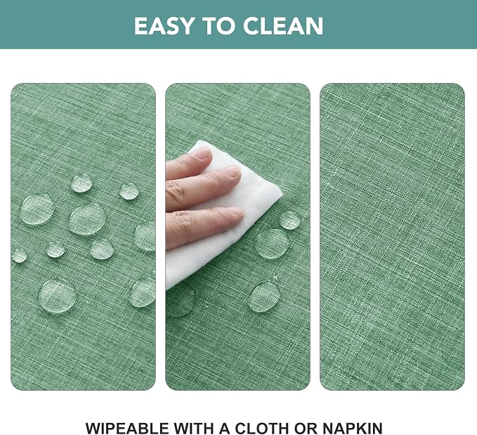 LUSHVIDA Outdoor Tablecloth with Umbrella Hole - Patio Table Cloth Zippered Rectangle 60x84 Inch, Sage Green Linen-Look Polyester Table Cover Water Resistant for Picnic Outside