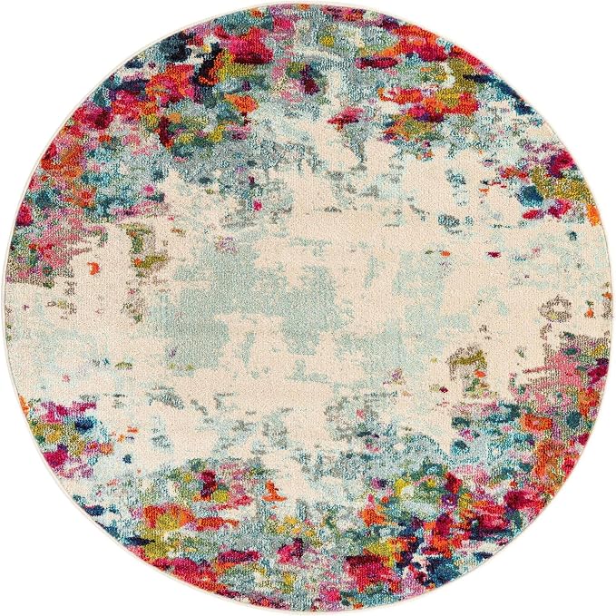 Unique Loom Chromatic Collection Area Rug - Joyous (5' Round Multi/Blue)