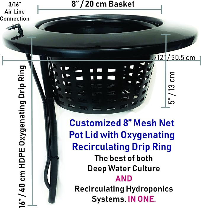 The Atwater HydroPod - DIY Dual DWC Deep Water Culture/Recirculating Drip Hydroponic Garden System - Bubble Bucket - Drip Ring Net Pot Lid Assembly Only