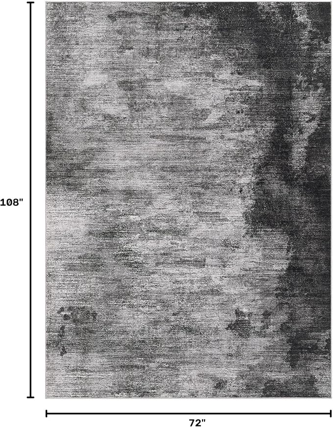 DMOYEST 6x9 Area Rug for Living Room Washable Abstract Indoor Carpet | Neutral Modern Low Pile Rugs Kid & Pet Friendly Soft Thin Carpet for Bedroom Dining Room and Office - Dark Grey