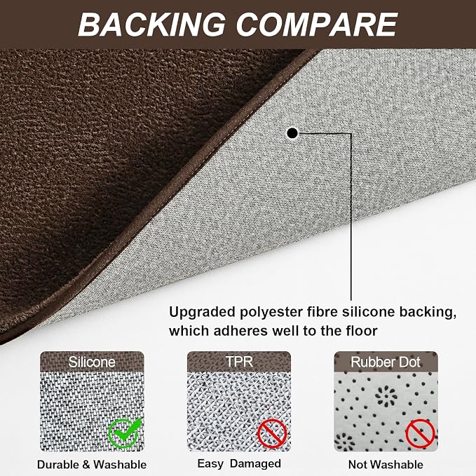 Vasofe Brown Hallway Runner Rug, 2x6 Feet Non Slip Runners, Memory Foam Rug | Indoor Thickened Bedside Rugs for Bedroom Dorm Kitchen Kids Boys Room, Washable Medium Pile Shag Fluffy Carpets for Entrance