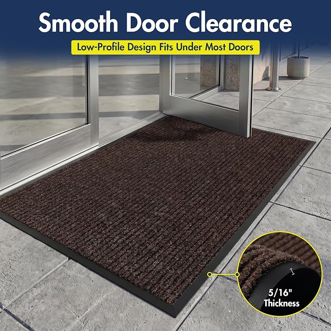 Notrax 109 Industrial Door Mat, 2' x 3' Small Entrance Mat, Heavy Duty Commercial Rugs for Entryway, Welcome Lobbies, Garage, and Mudroom, Made in the USA, Brown, Brush Step 109S0023BR
