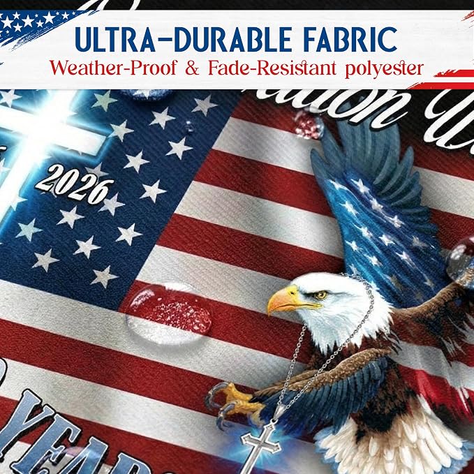FLAGWIX American One Nation Under God Flag - Polyester Double-sided Yard Flags For Outside Fan Flag, 3x6 ft - 4th of July Decorations for Home Yard Garden Decor Banner, Gifts For Men Women
