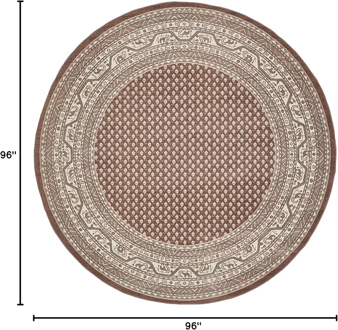 Unique Loom Williamsburg Collection Traditional Border with Dotted Center Area Rug, Round 8' 0" x 8' 0", Brown/Beige