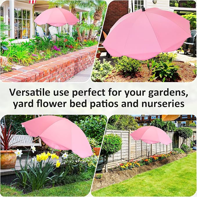1 Pcs 26 Inch Plant Umbrellas for Outdoor Plants Garden Umbrella Shade for Potted Plant, Garden Bed Flower Pot Provide Shade to ‌defend Blazing Sun (Pink)