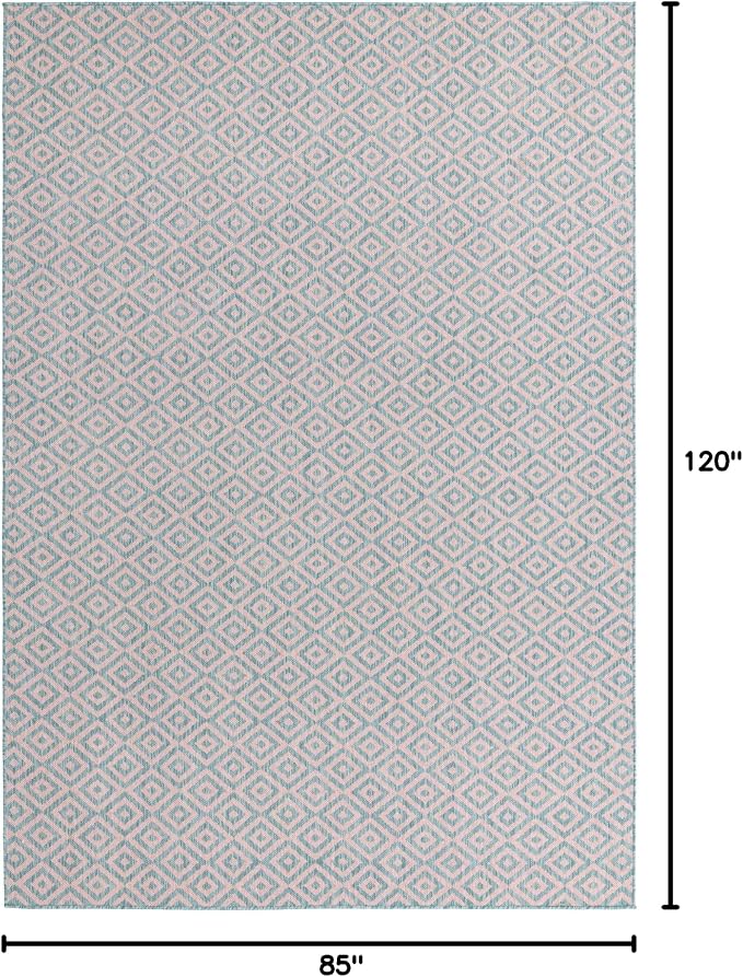 Unique Loom Jill Zarin Jill Zarin Outdoor Collection Area Rug - Costa Rica (7' 1" x 10' Rectangle, Pink and Aqua/Light Blue)