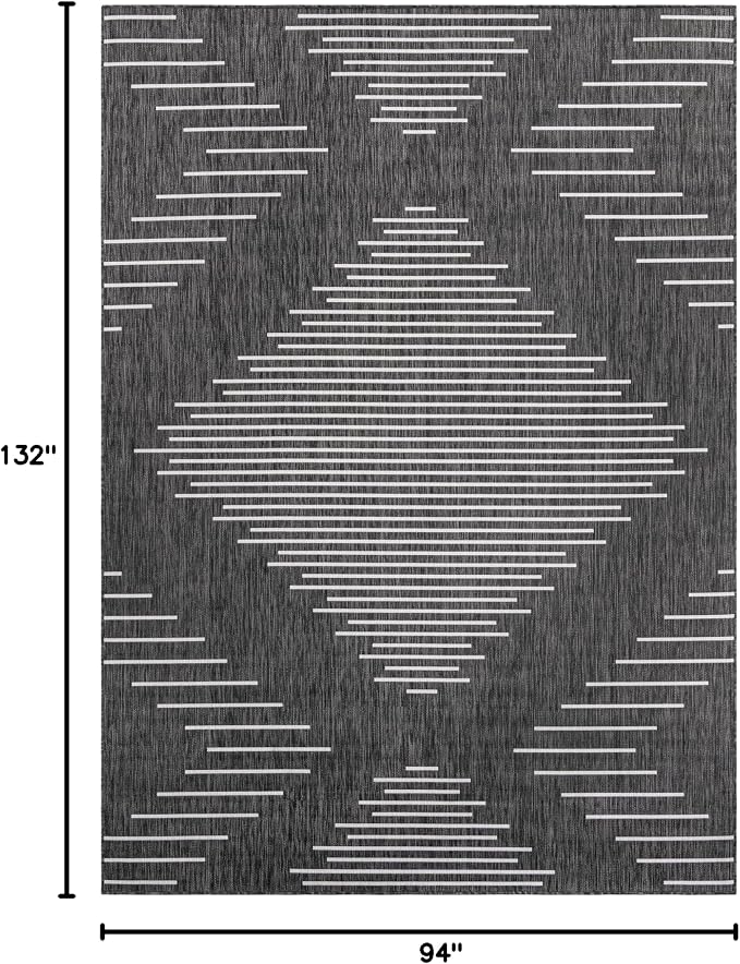 Unique Loom Outdoor Modern Collection Area Rug - Tambor (7' 10" x 11' Rectangle Charcoal Gray/Ivory)