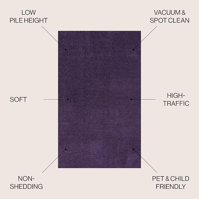 JONATHAN Y Haze Solid Low-Pile Purple 3x5 Oval Indoor Area Rug, Coastal,Bohemian,Minimalist,Classic, Easy-Cleaning for Living Room,Bedroom,Kitchen,Pet Friendly,Non-Shedding (SEU100N-3OV)
