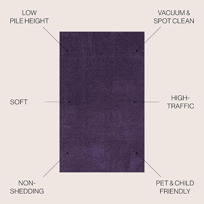 JONATHAN Y Haze Solid Low-Pile Purple 6' Round Indoor Area Rug, Coastal,Bohemian,Minimalist,Classic, Easy-Cleaning for Living Room,Bedroom,Kitchen,Pet Friendly,Non-Shedding (SEU100N-6R)