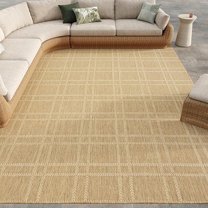 Nourison Home Horizon Indoor/Outdoor Natural 9' x 12' Area Rug - Easy Clean, Non Shedding, Bed Room, Living Room, Dining Room, Kitchen (9' x 12')