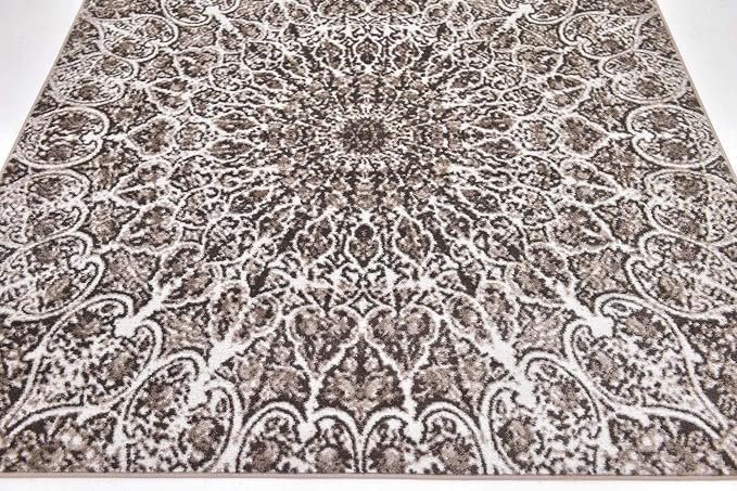 Unique Loom Sofia Collection Area Rug - Grace (6' Square, Brown/ Ivory)