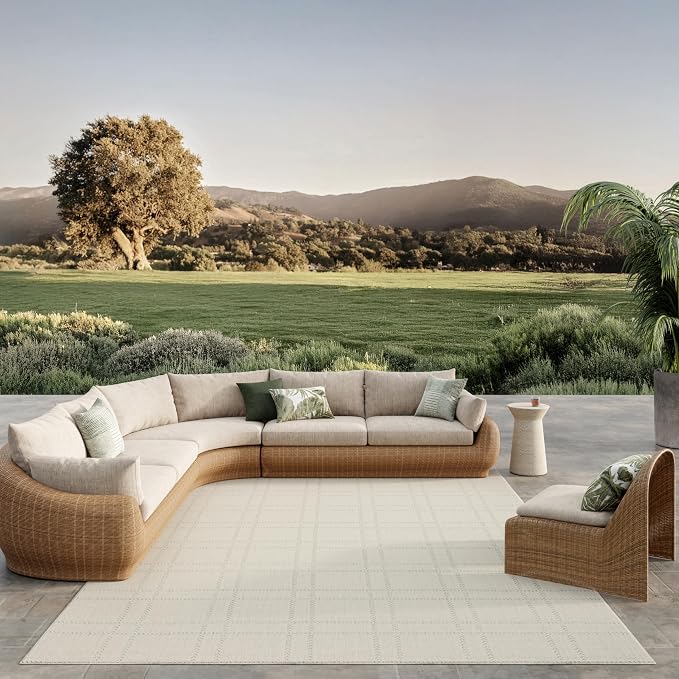 Nourison Home Horizon Indoor/Outdoor Grey 9' x 12' Area Rug - Easy Clean, Non Shedding, Bed Room, Living Room, Dining Room, Kitchen (9' x 12')