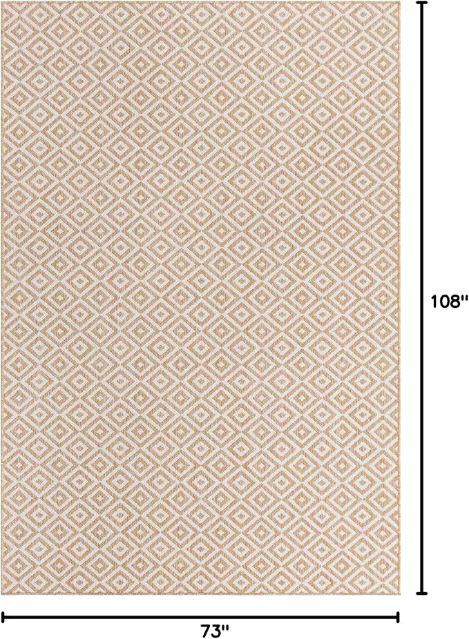 Unique Loom Outdoor Collection Area Rug - Costa Rica (6' 1' x 9' Rectangle, Beige/ Cream)