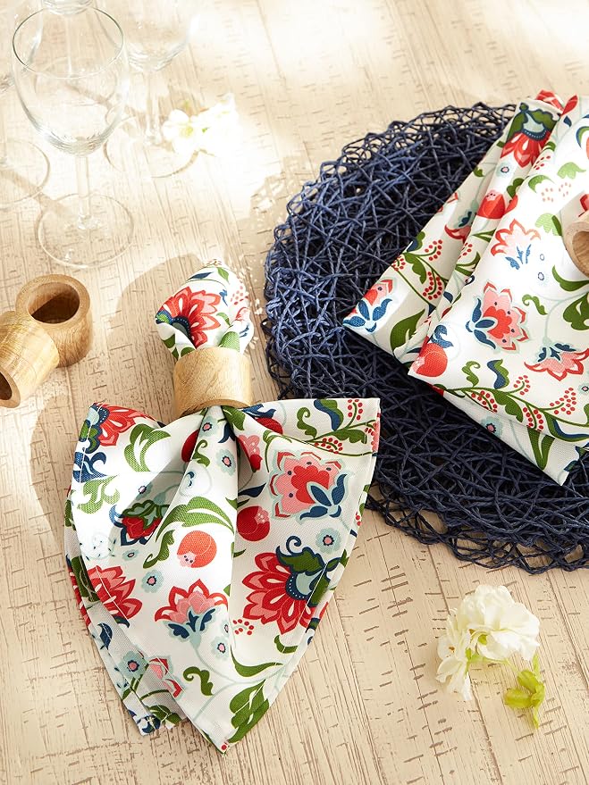 DII Garden Inspired Outdoor Tabletop Collection, Water Resistant, Napkin (Set of 6), Floral