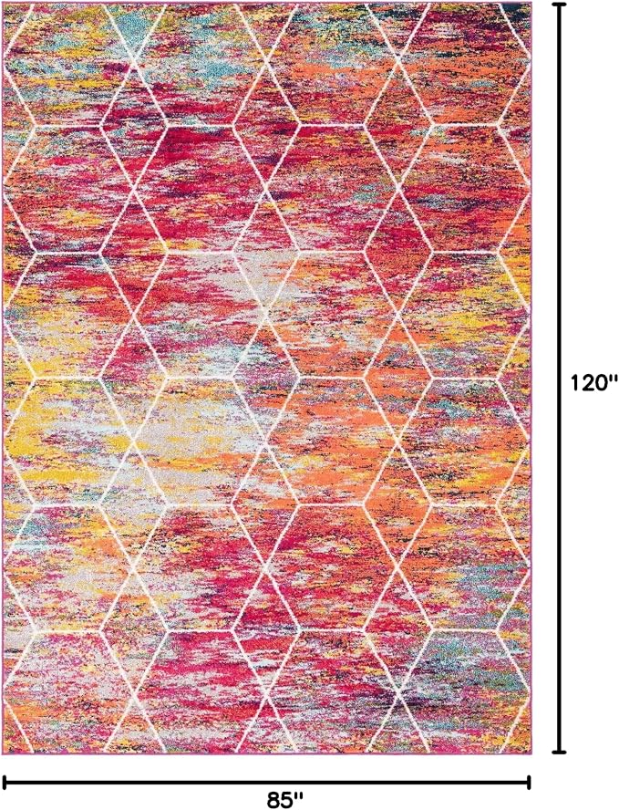 Unique Loom Trellis Frieze Collection Area Rug - Geometric (7' x 10', Multi/ Ivory)