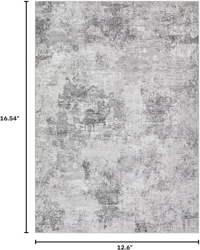 Tortania Washable 5x7 Area Rug for Living Room: Modern Abstract Neutral Large Soft Thin Rugs - Non Slip Indoor Carpet for Bedroom Dining Room Office Nursery Home Floor Decoration - Smoky Gray