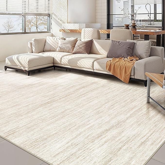 Nakagishi Boho 9x12 Area Rug Living Room Rugs Machine Washable Beige | Soft, Pet & Kid Friendly, Carpet for Living Room/Bedroom/Office/Kitchen/Nursery, Daily Home Decor Stain Resistant Moroccan