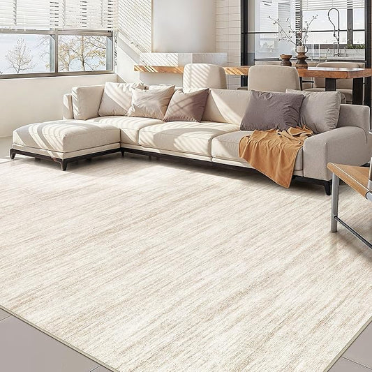 Nakagishi Boho 9x12 Area Rug Living Room Rugs Machine Washable Beige | Soft, Pet & Kid Friendly, Carpet for Living Room/Bedroom/Office/Kitchen/Nursery, Daily Home Decor Stain Resistant Moroccan